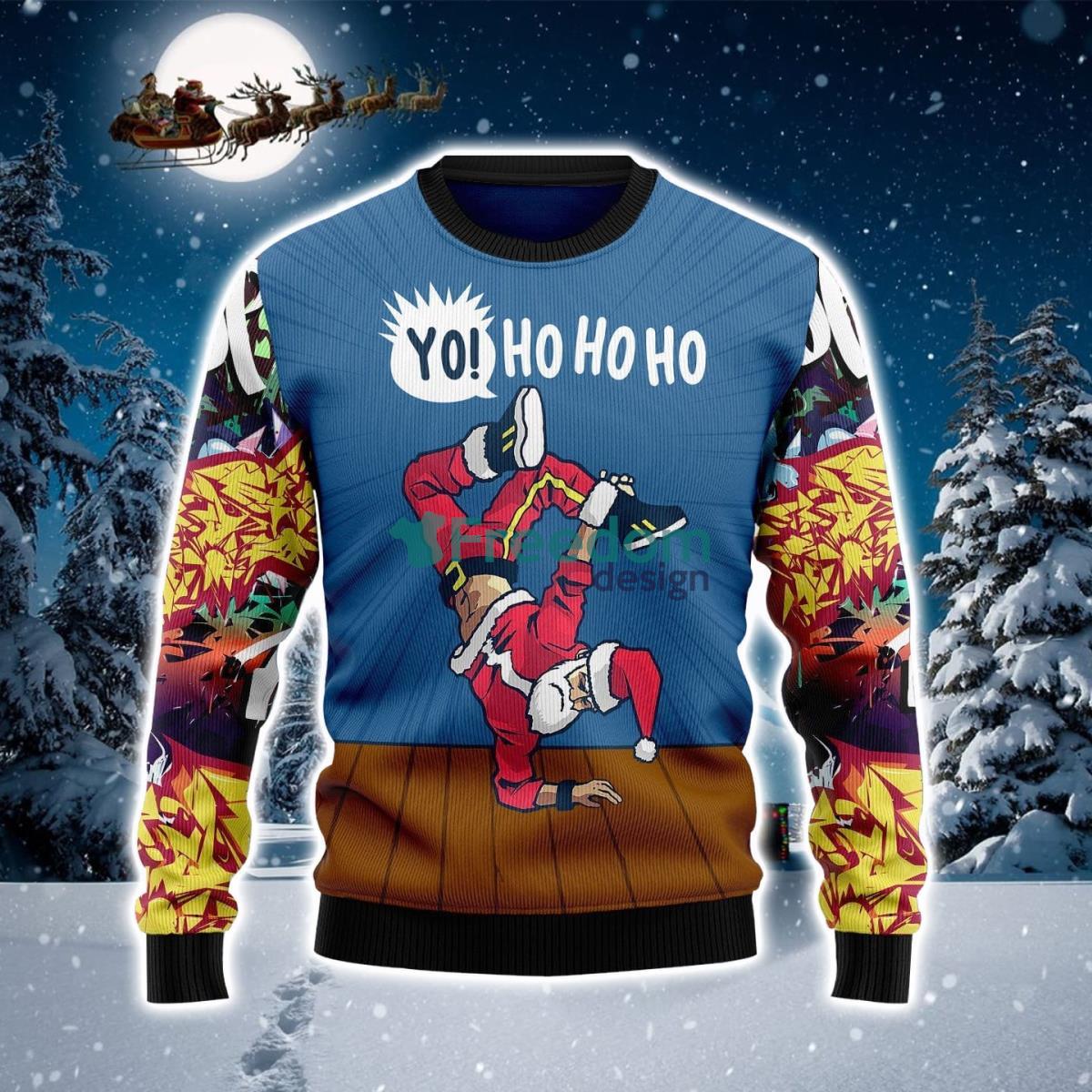 Hip-Hop Santa Yo Ho Ho Ho Ugly Christmas Sweater Product Photo 1