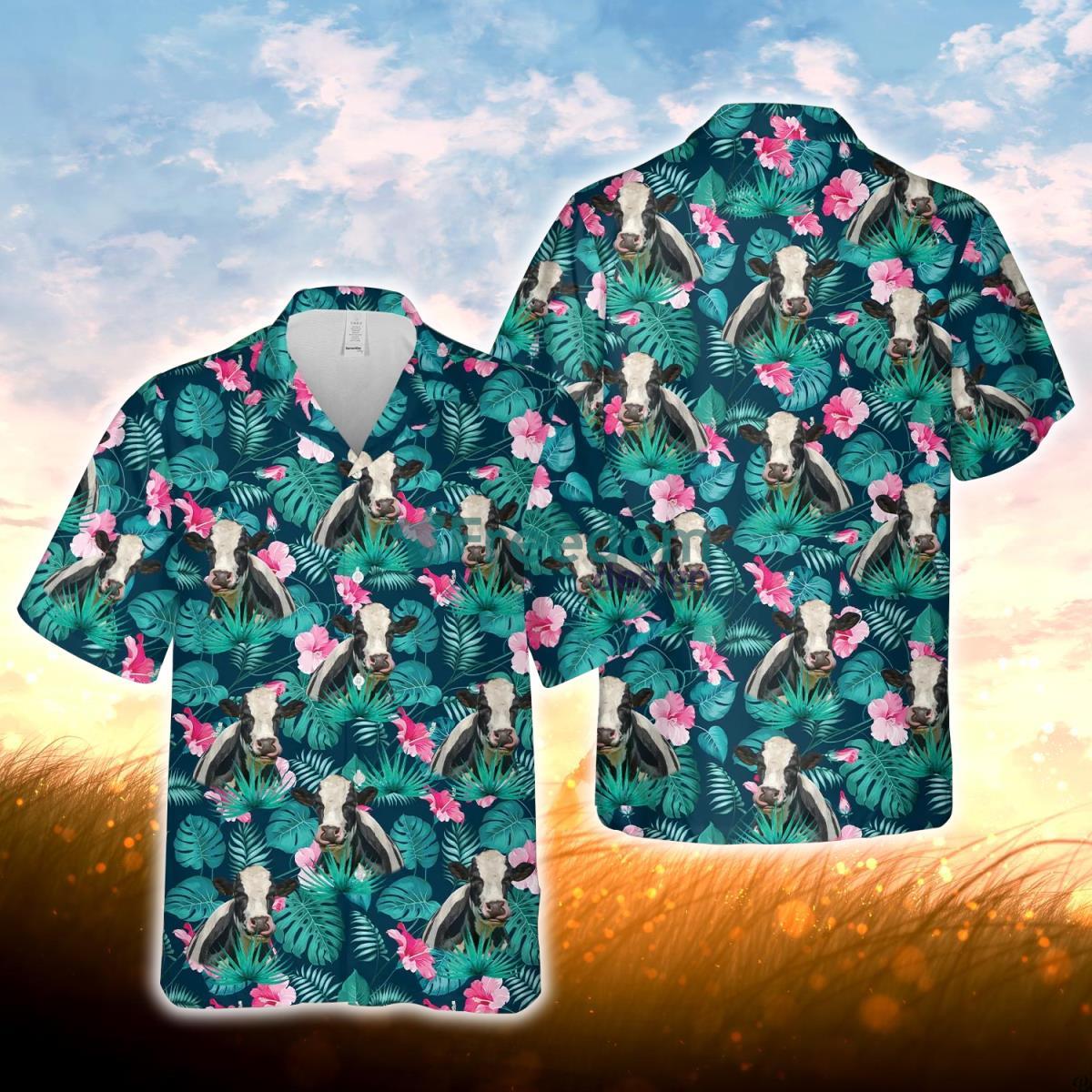 Holstein Blue Floral Summer 3D Hawaiian Shirt For Men Women Product Photo 1