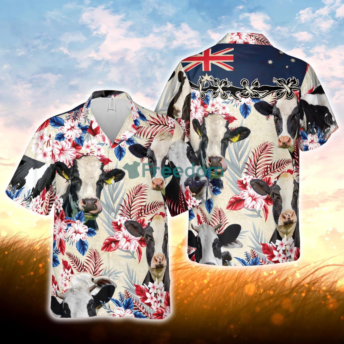 Holstein Friesian Cattle Australia Flag Hawaiian Flowers Hawaiian Shirt For Men Women Product Photo 1