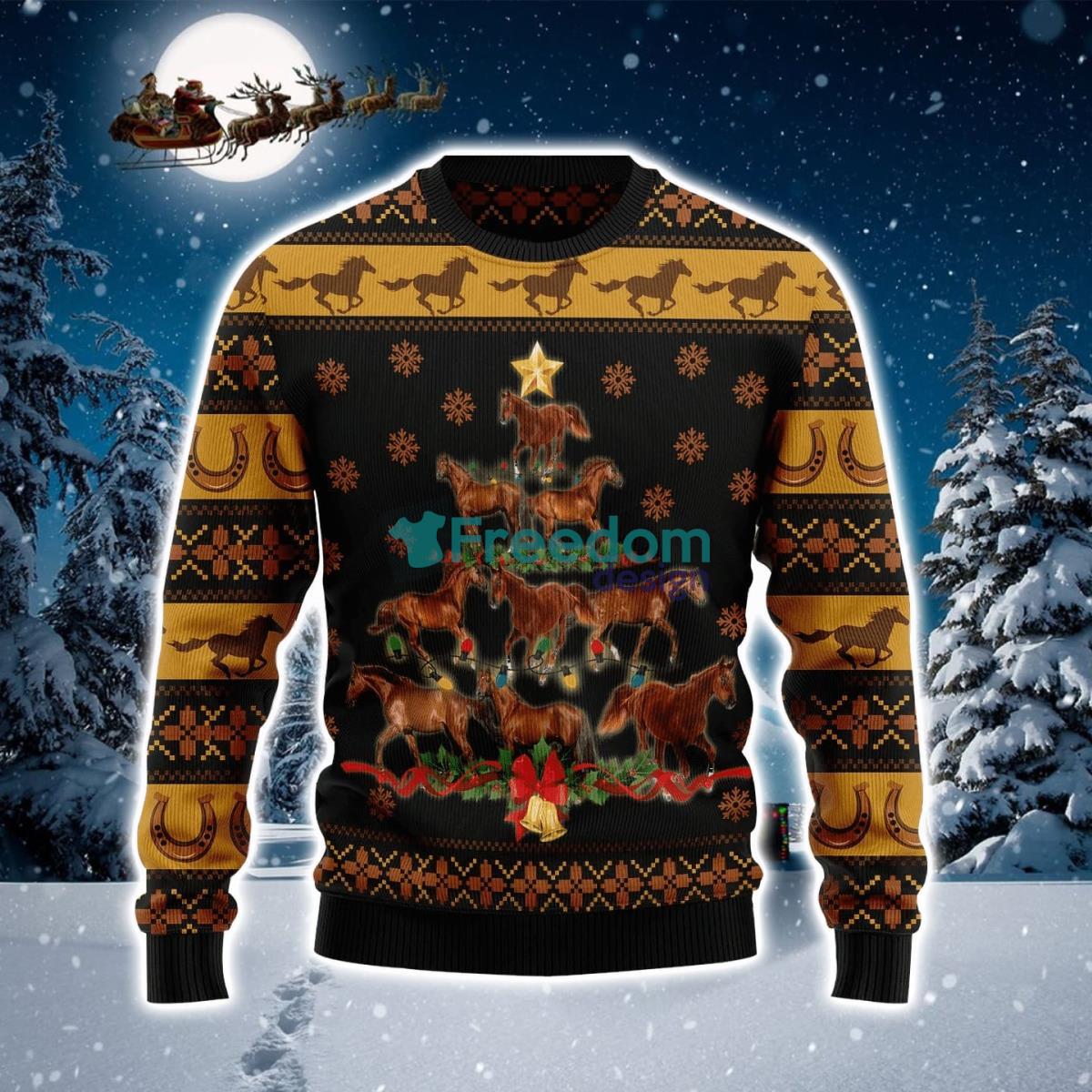 Horse Pine Tree Ugly Christmas Sweater Product Photo 1