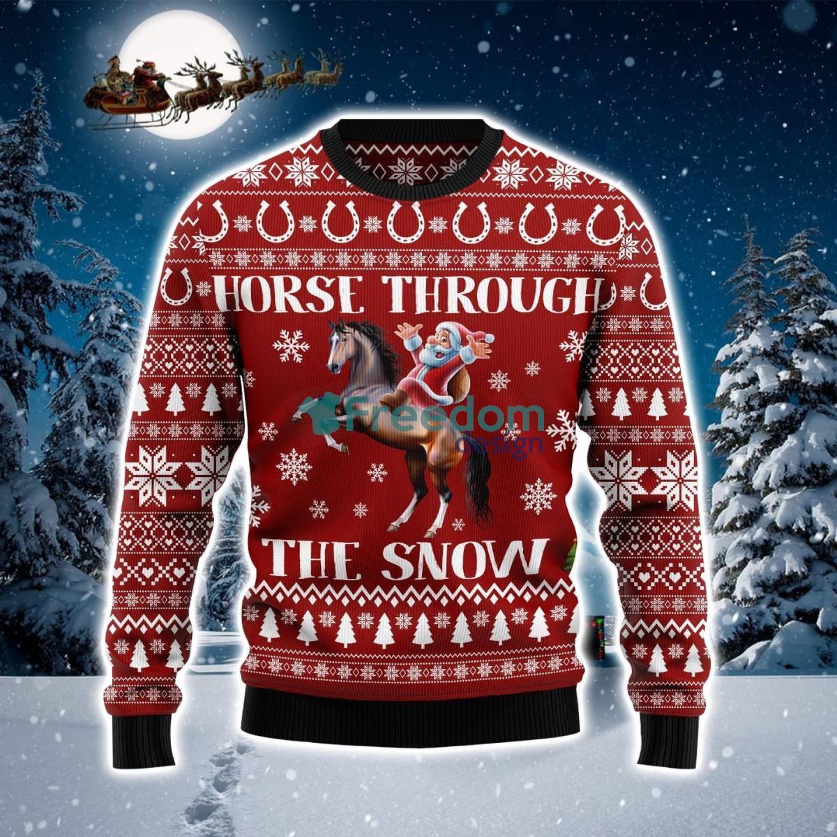 Horse Through The Snow Ugly Christmas Sweater Product Photo 1