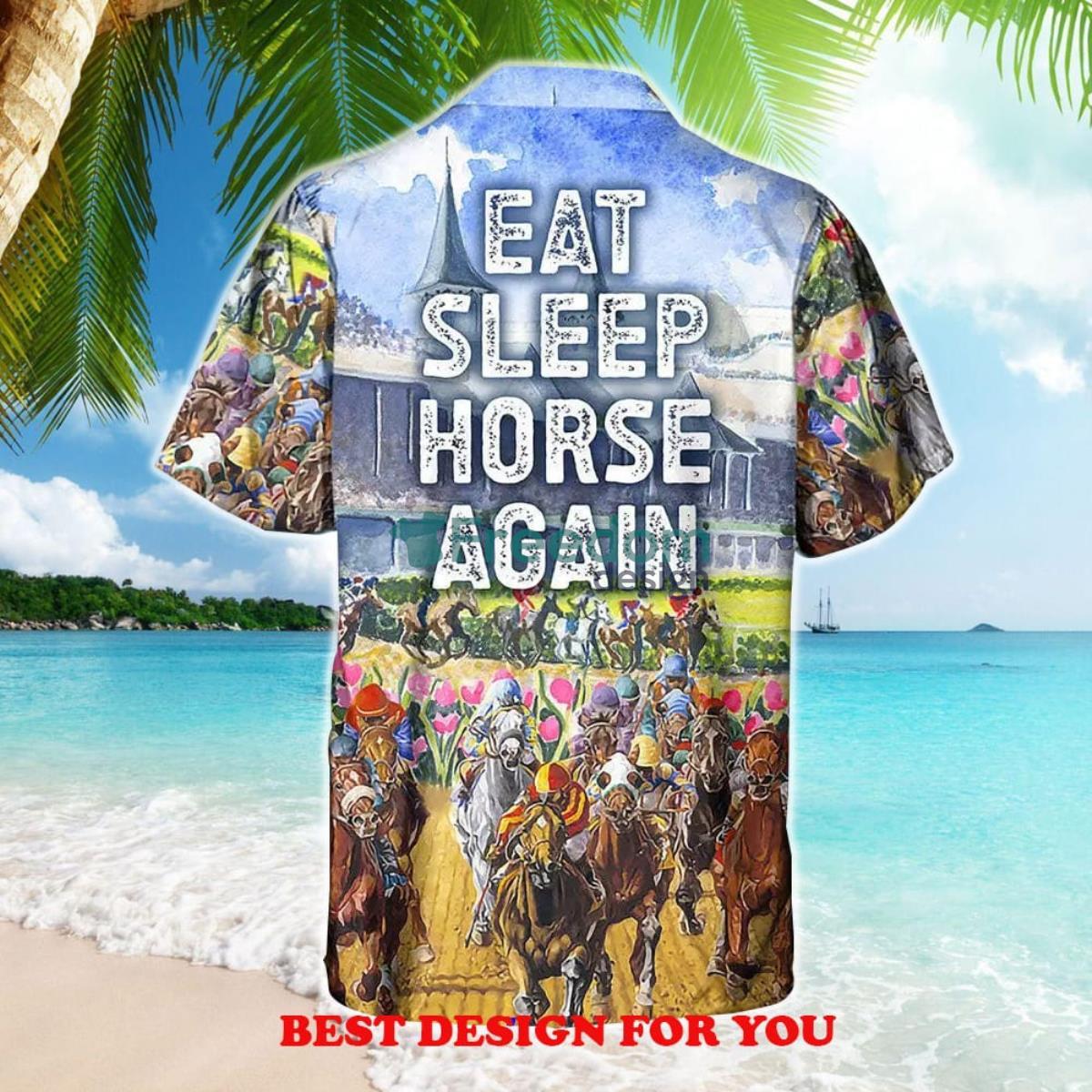 Horseback Riding Eat Sleep Horse Again Print Over 3D Hawaiian Shirt Product Photo 2