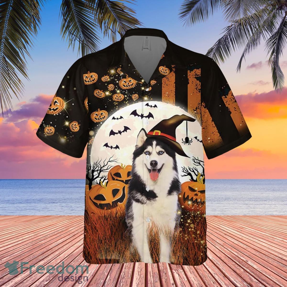 Husky Pumpkin Halloween Hawaiian Shirt Husky Dog Themed Halloween Gift Ideas For Adults Product Photo 1