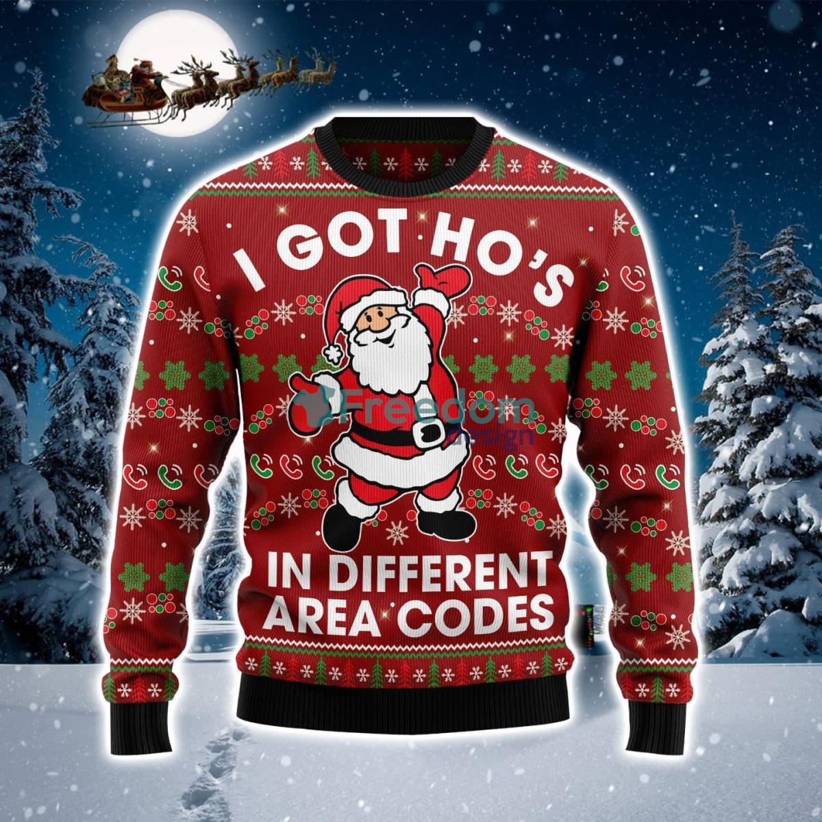 I Got Ho's In Different Area Codes Ugly Christmas Sweater Product Photo 1