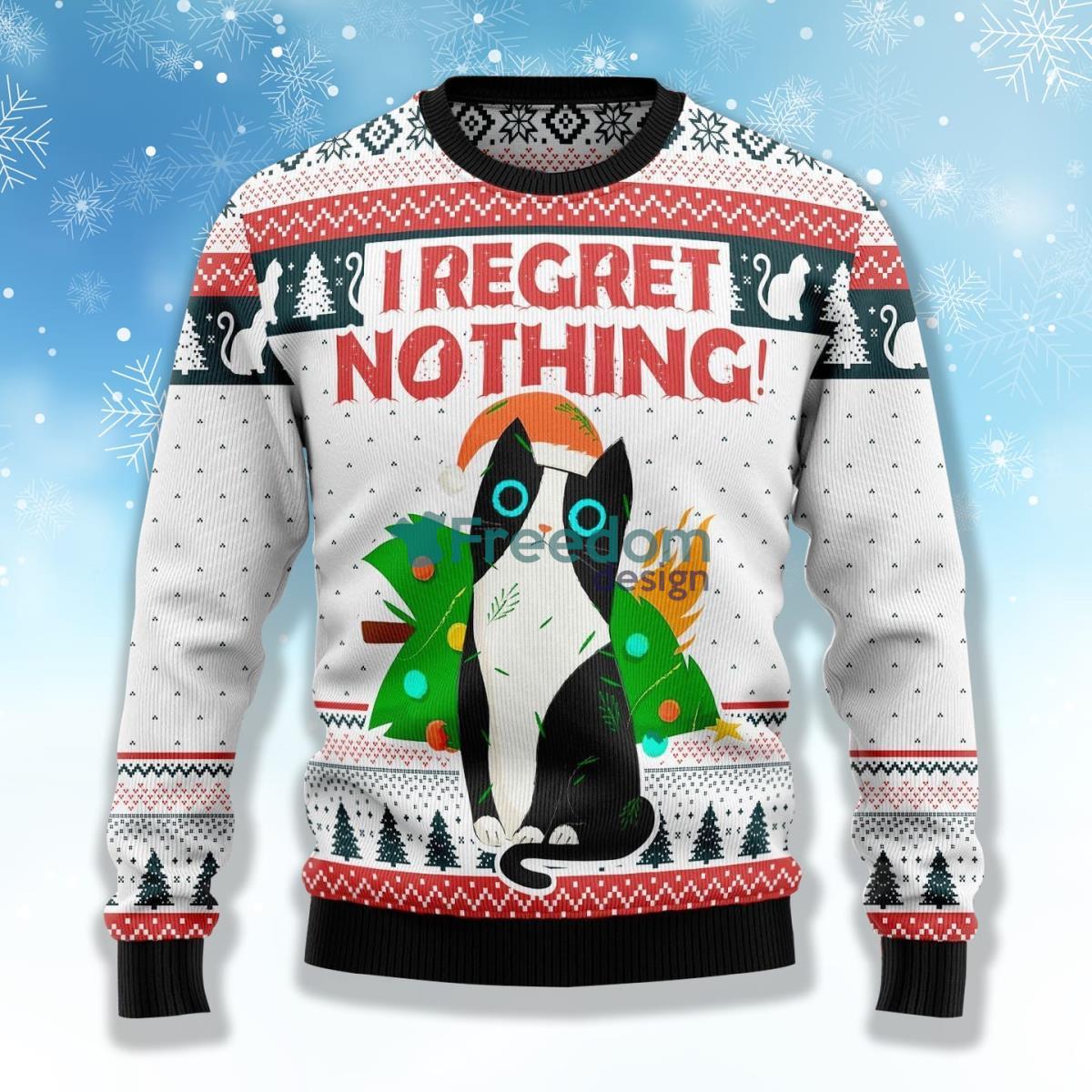 I Regret Nothing Cat Ugly Christmas Sweater Product Photo 1