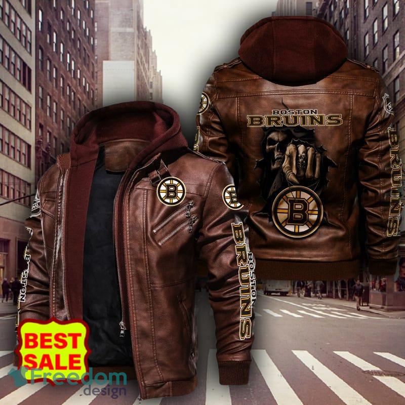 NHL Boston Bruins Fans Style 6 Logo Black And Brown Leather Jacket Men And  Women - Freedomdesign