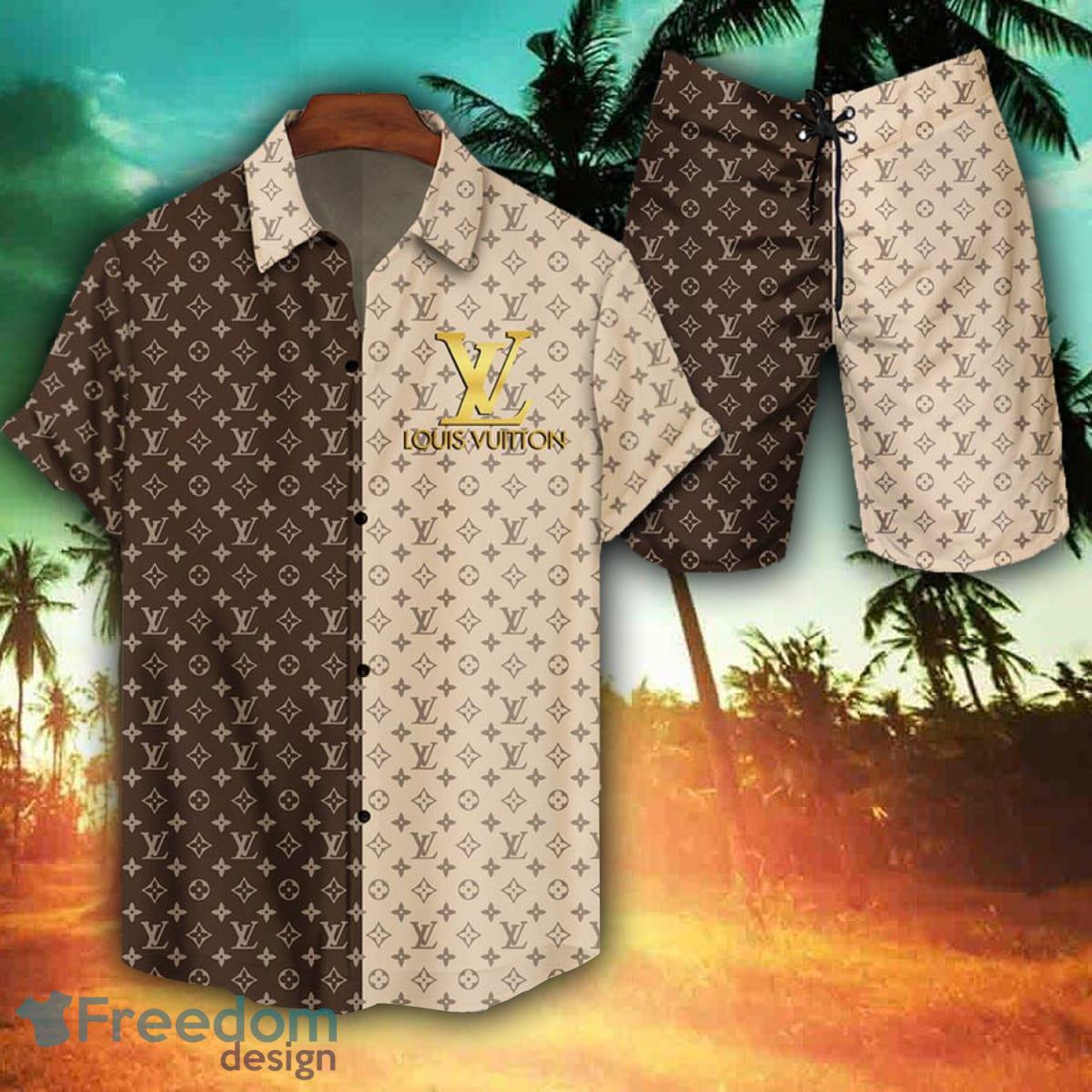 Iconic fabric pattern Louis Vuitton Logo Pattern Hawaiian Shirt And Short  Set - Freedomdesign
