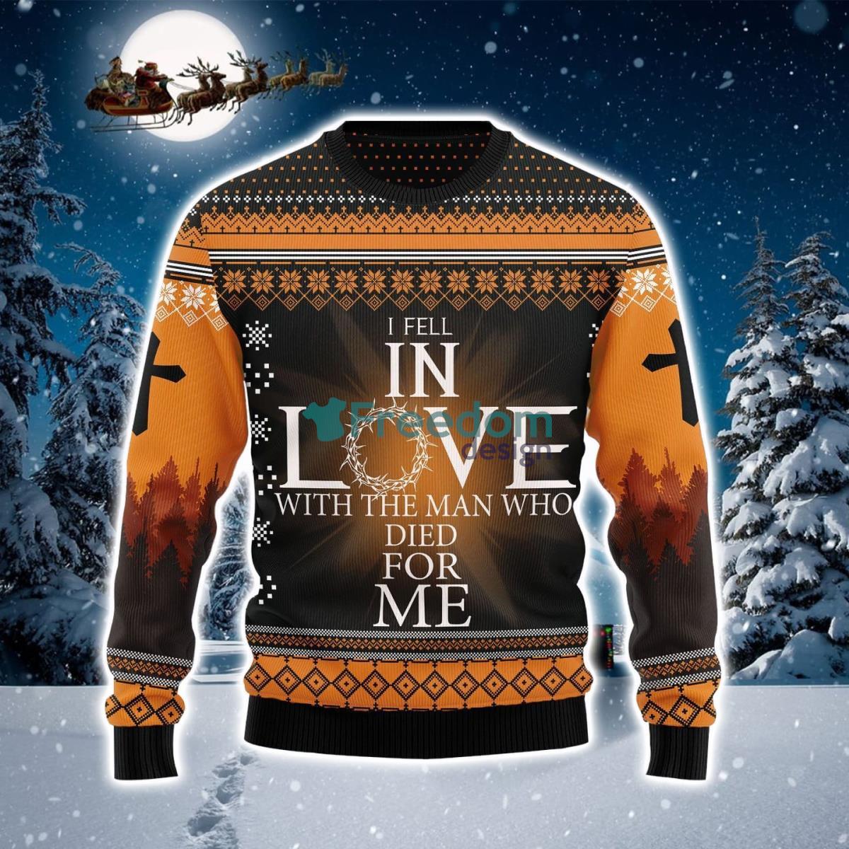 In Love Orange Ugly Christmas Sweater Product Photo 1