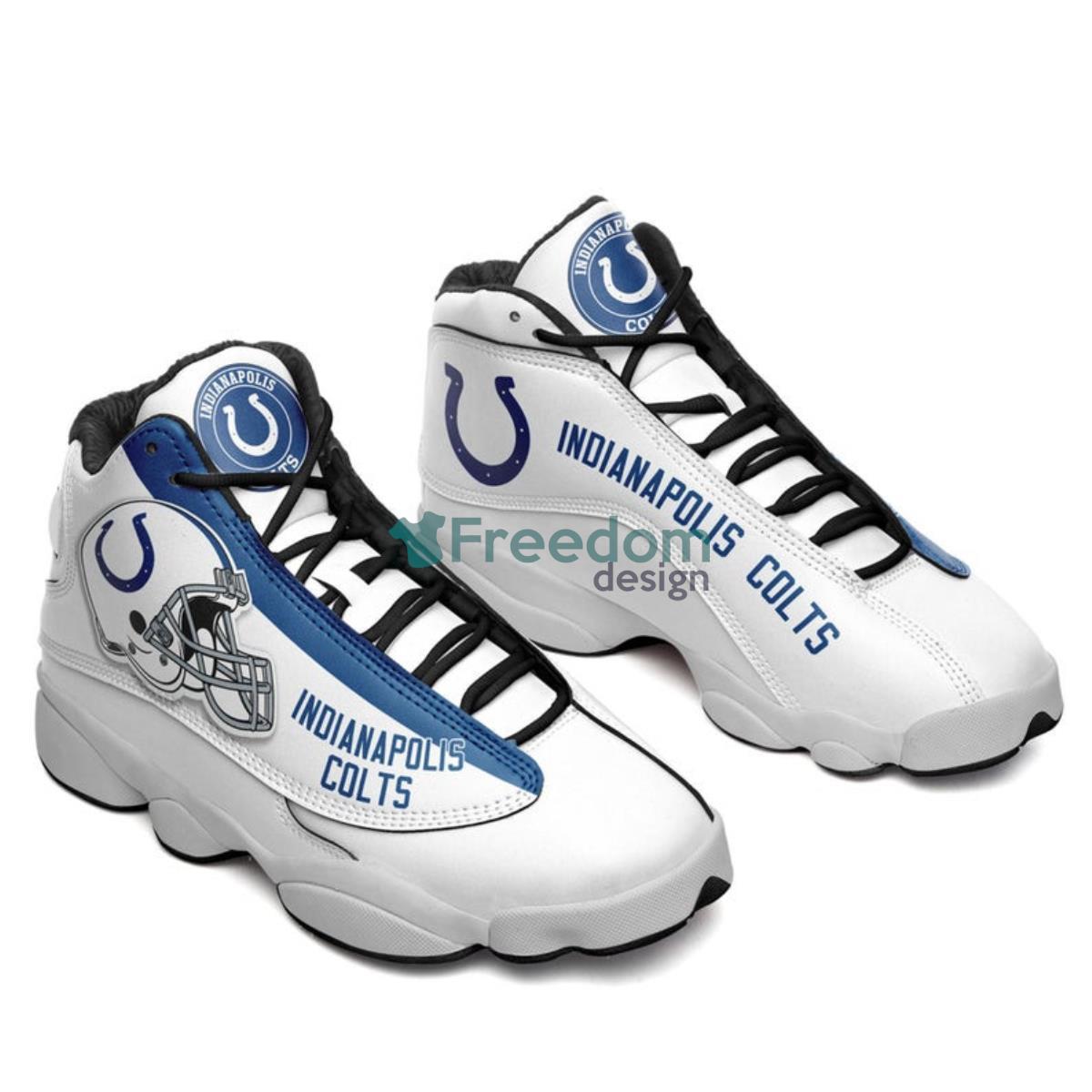 Indianapolis Colts Camo Pattern Air Jordan 13 Shoes For Fans