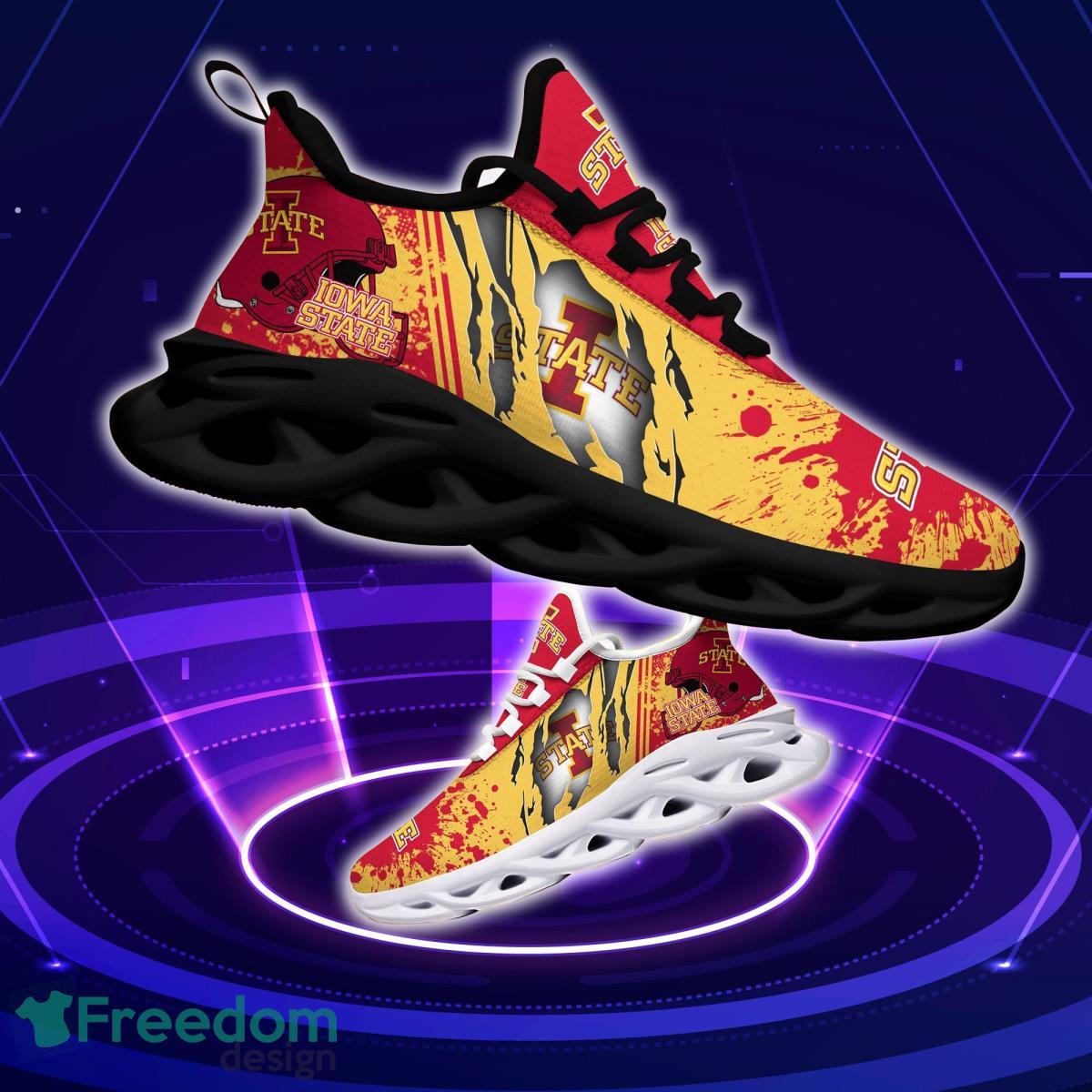 Iowa State Cyclones Logo Torn And Splatter Background Max Soul Shoes Best Sneakers For Fans Product Photo 1