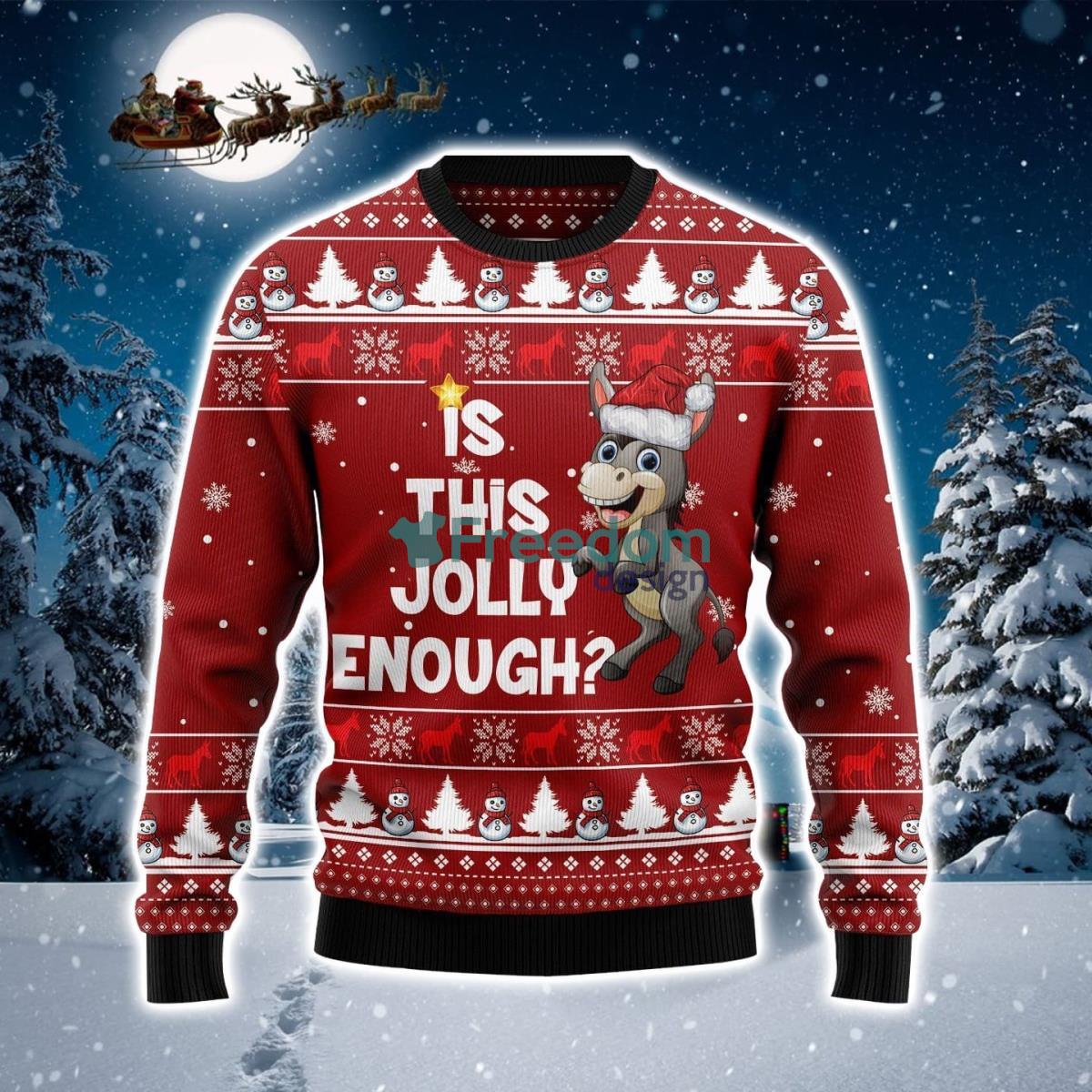 Is This Jolly Enough Donkey Ugly Christmas Sweater Product Photo 1