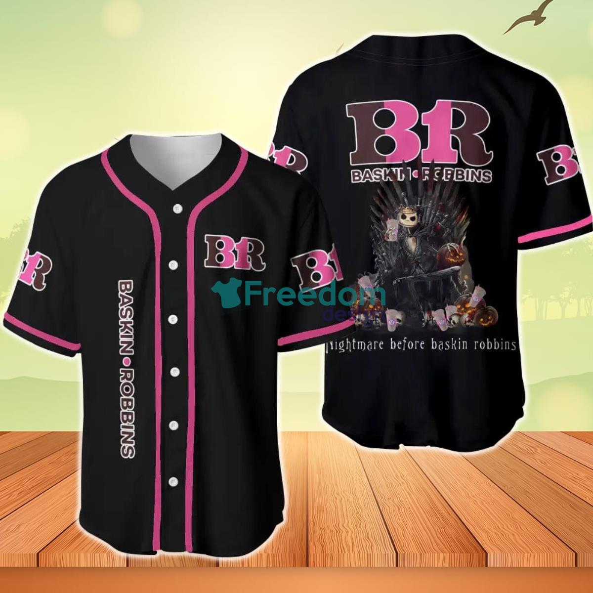 Jack Skellington Nightmare Before Baskin Robbins Baseball Jersey Product Photo 1