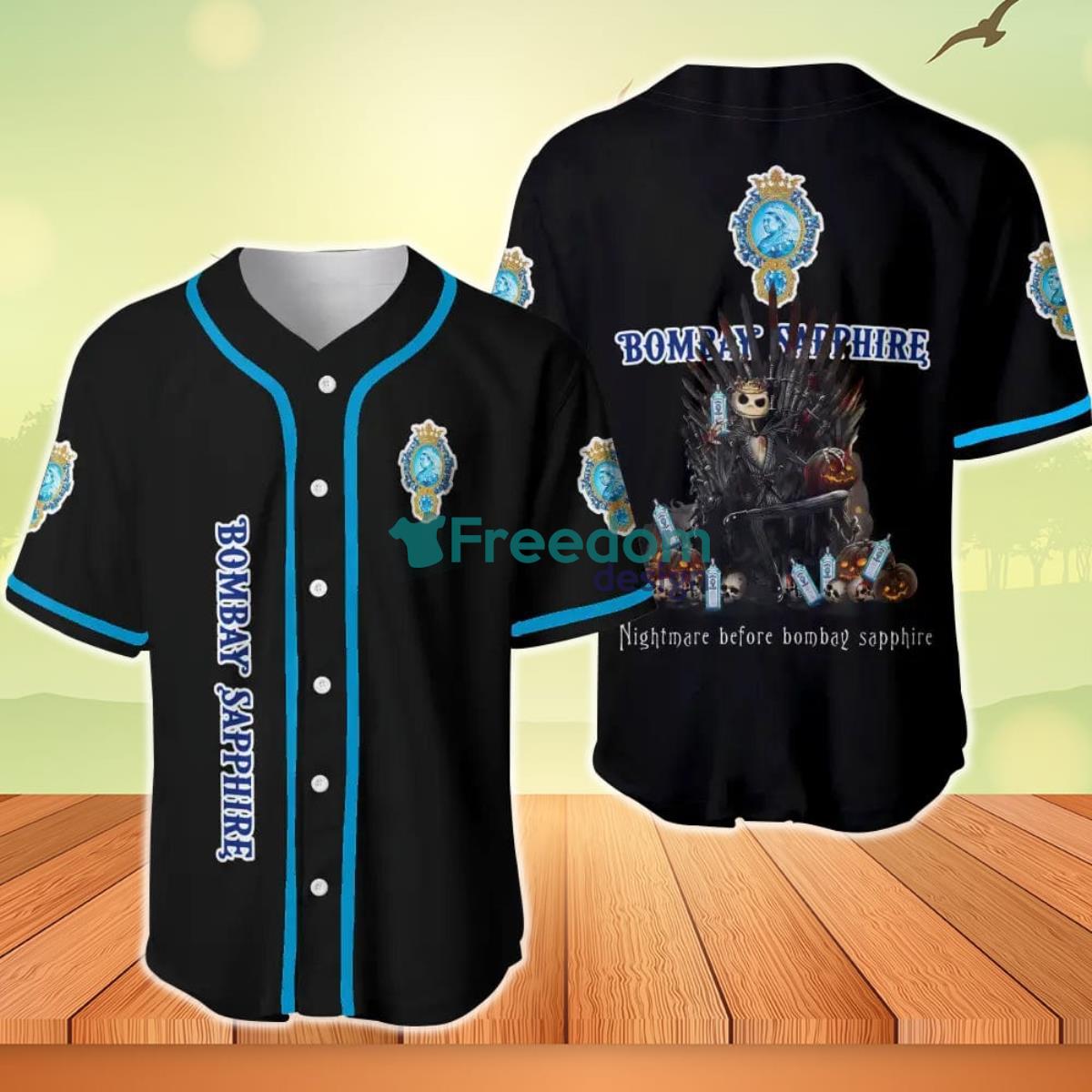 Jack Skellington Nightmare Before Bombay Sapphire Baseball Jersey Product Photo 1