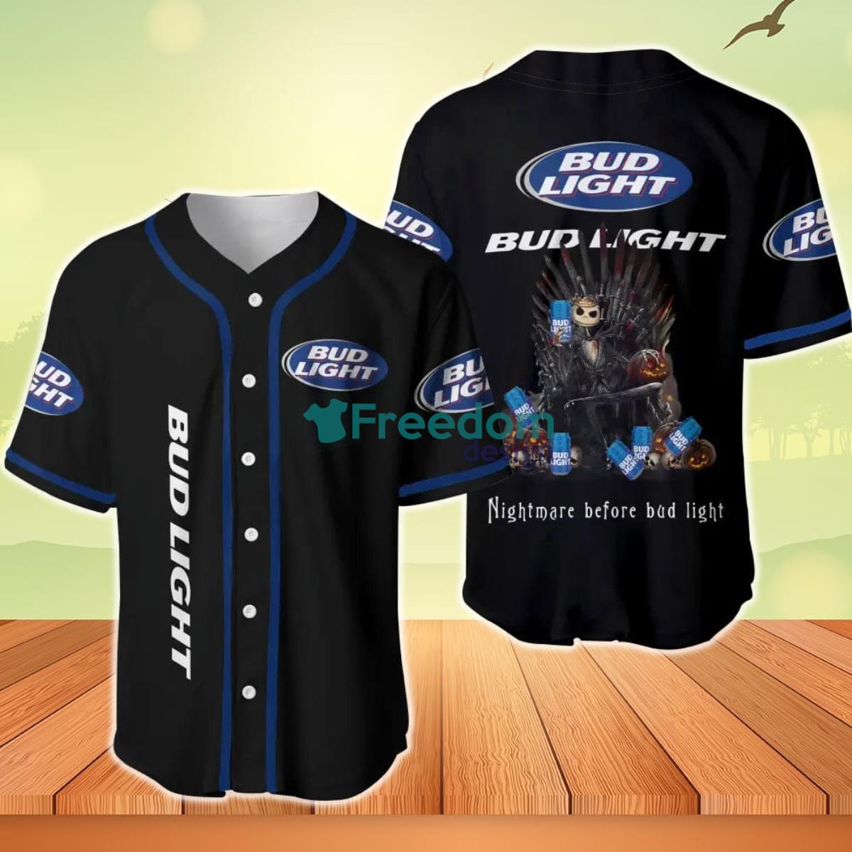 Jack Skellington Nightmare Before Bud Light Baseball Jersey Product Photo 1