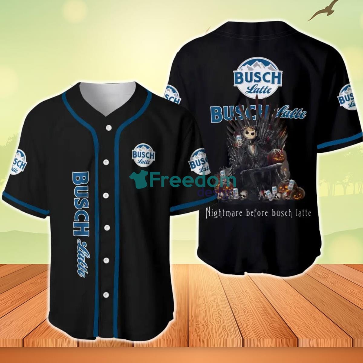 Jack Skellington Nightmare Before Busch Latte Baseball Jersey Product Photo 1