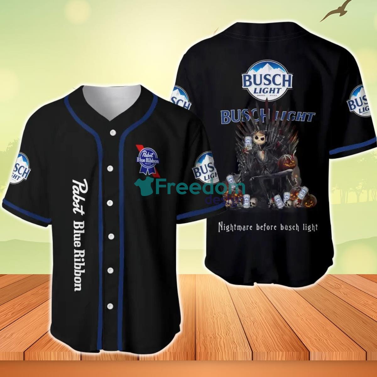 Jack Skellington Nightmare Before Busch Light Baseball Jersey Product Photo 1