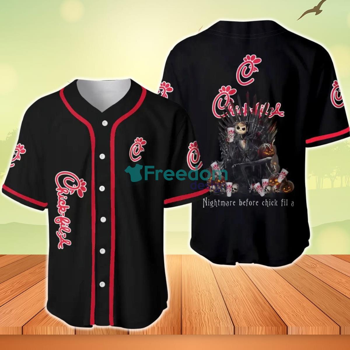 Beige And Red Split Chick Fil A Baseball Jersey Shirt For Men And Women