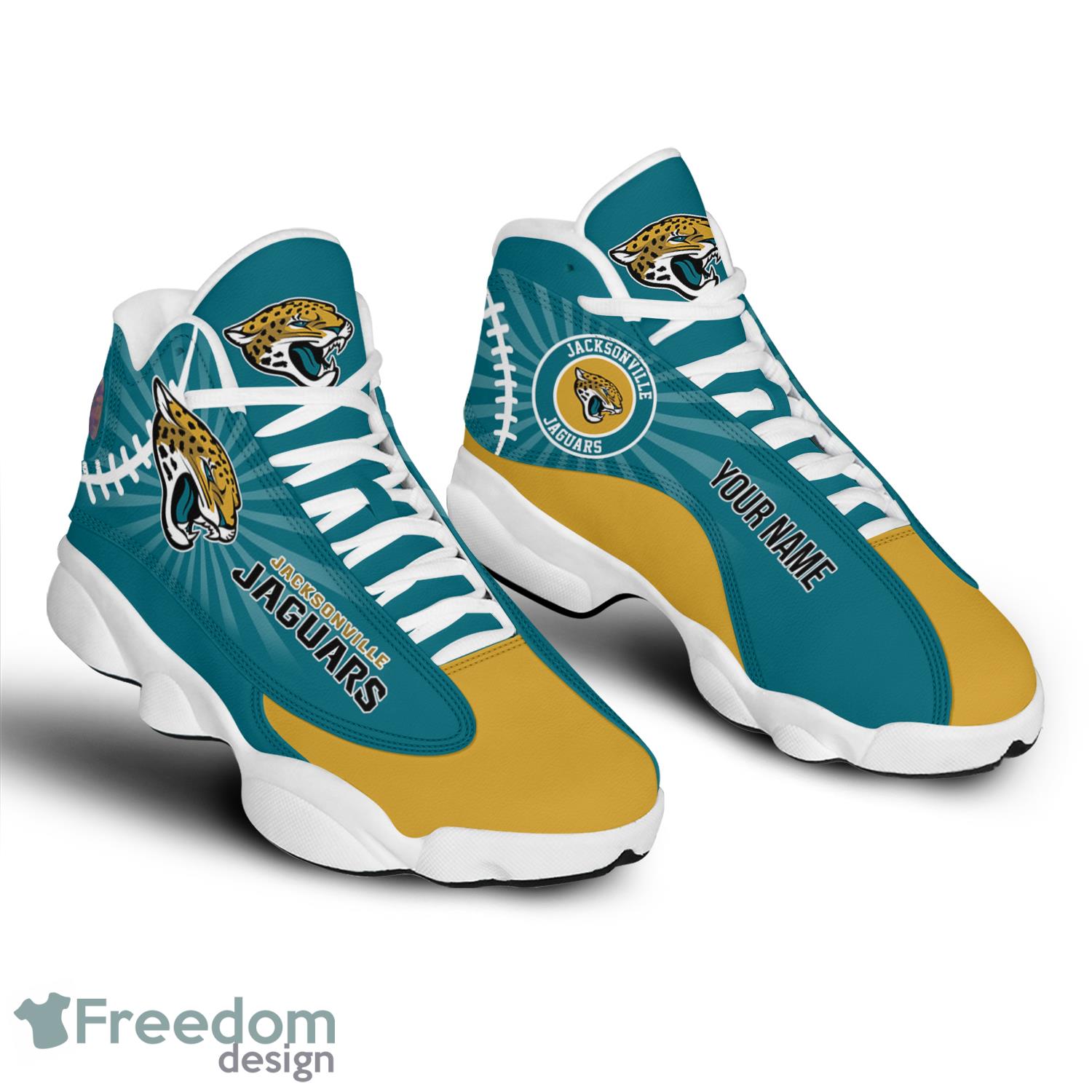 Jacksonville Jaguars Air Jordan 13 Sneakers Shoes Custom Name Personalized  Gifts