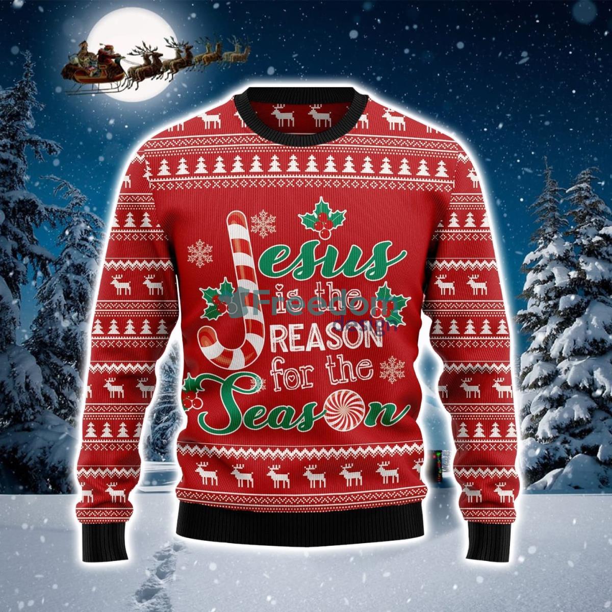 Jesus Is The Reason For The Season Ugly Christmas Sweater Product Photo 1