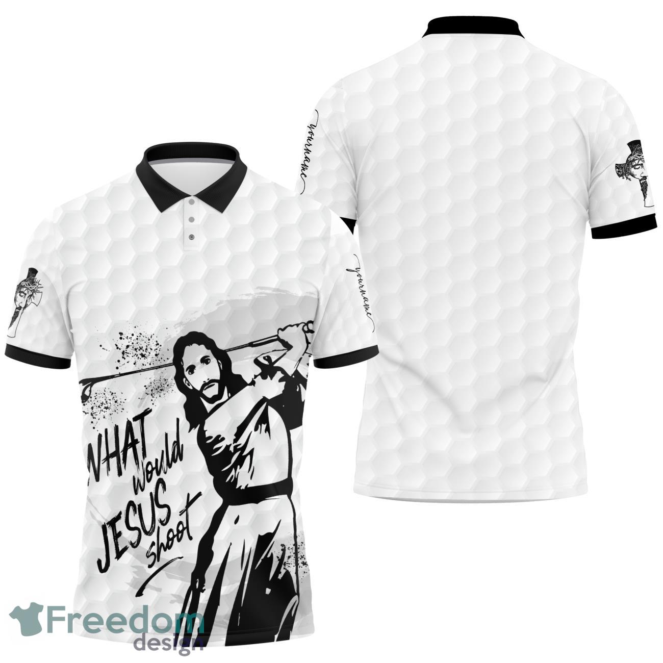 Jesus Playing Golf Polo Shirt What Would Jesus Shoot Jesus Lovers Product Photo 1