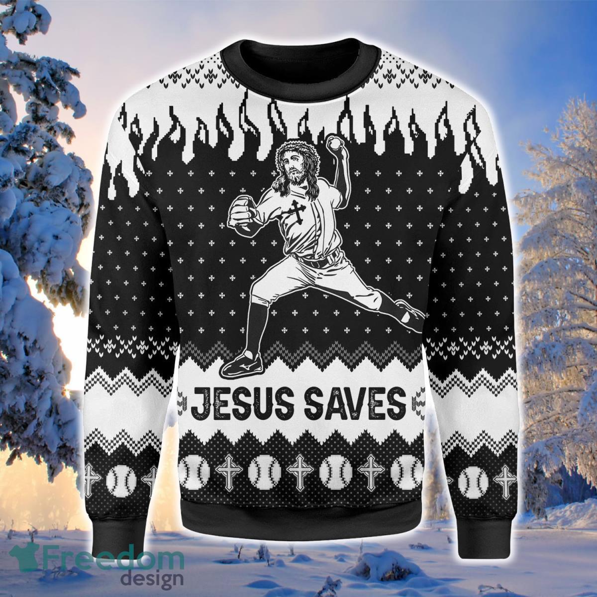 Jesus Saves Baseball 3D Sweater Ugly Christmas Sweater For Men Women Product Photo 1