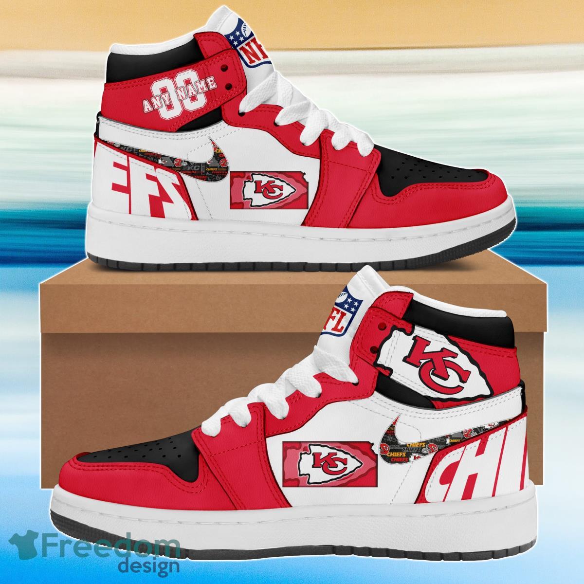 Kansas City Chiefs Air Jordan Hightop Shoes Custom Name & Number -  Freedomdesign