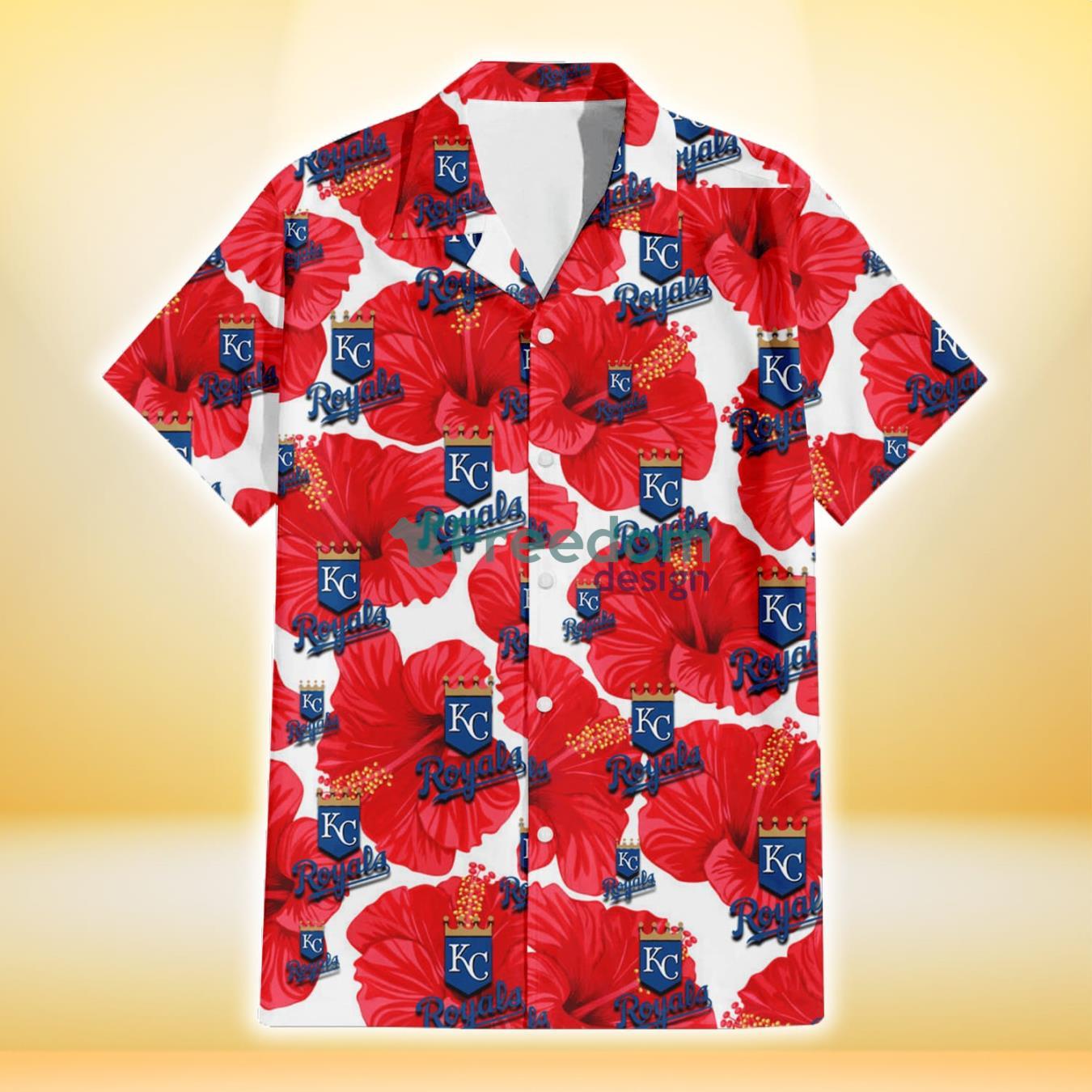 Kansas City Royals Big Orange Hibiscus 3D Hawaiian Shirt Summer Gift