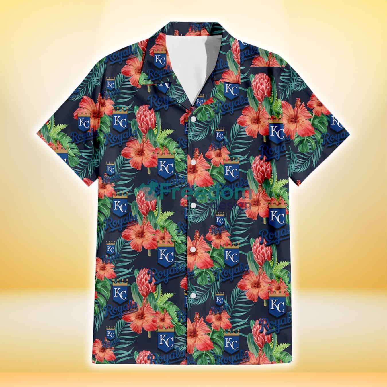 Kansas City Royals Green Leaf Pattern Tropical Hawaiian Shirt For