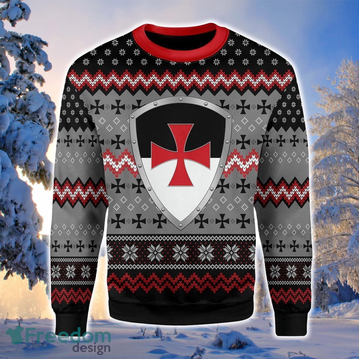 Knight Templar 3D Sweater Ugly Christmas Sweater For Men Women Product Photo 1