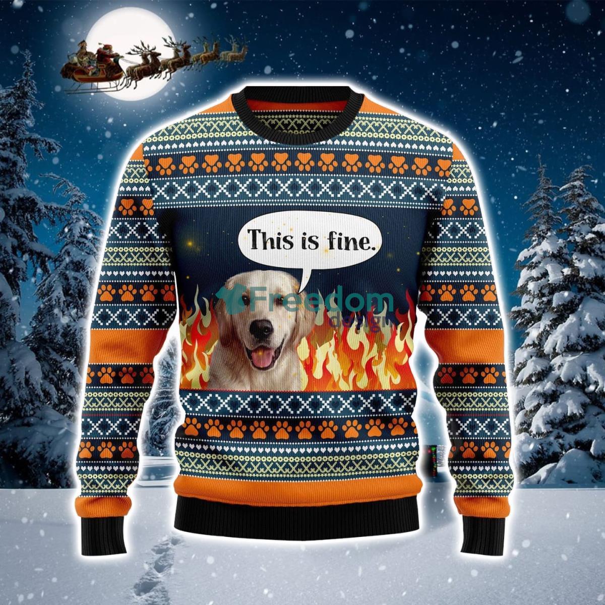 Labrador Retriever And Fire Ugly Christmas Sweater Product Photo 1