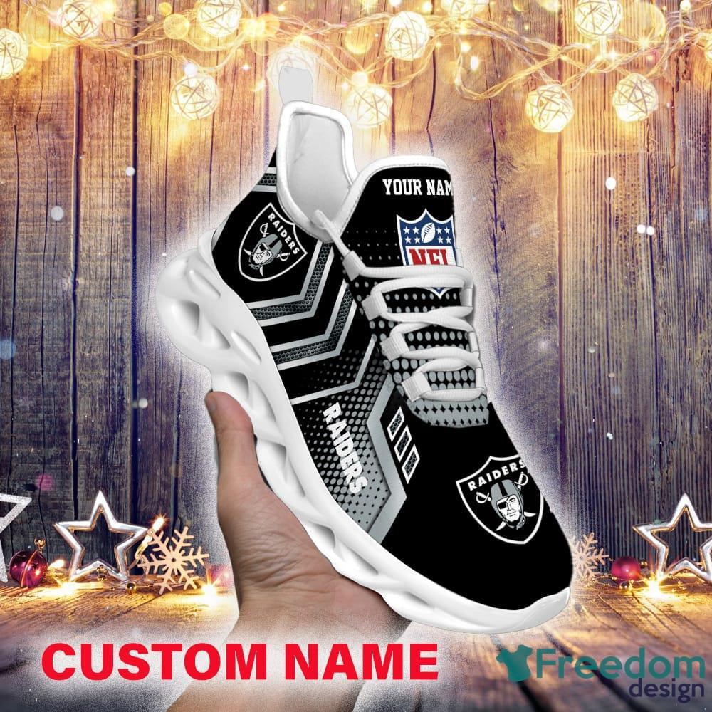 Las Vegas Raiders Custom Name NFL Neon Light Max Soul Shoes Gift For Fans  Running Sneaker - Freedomdesign