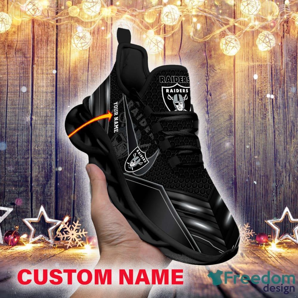 Las Vegas Raiders Custom Name NFL Neon Light Max Soul Shoes Gift