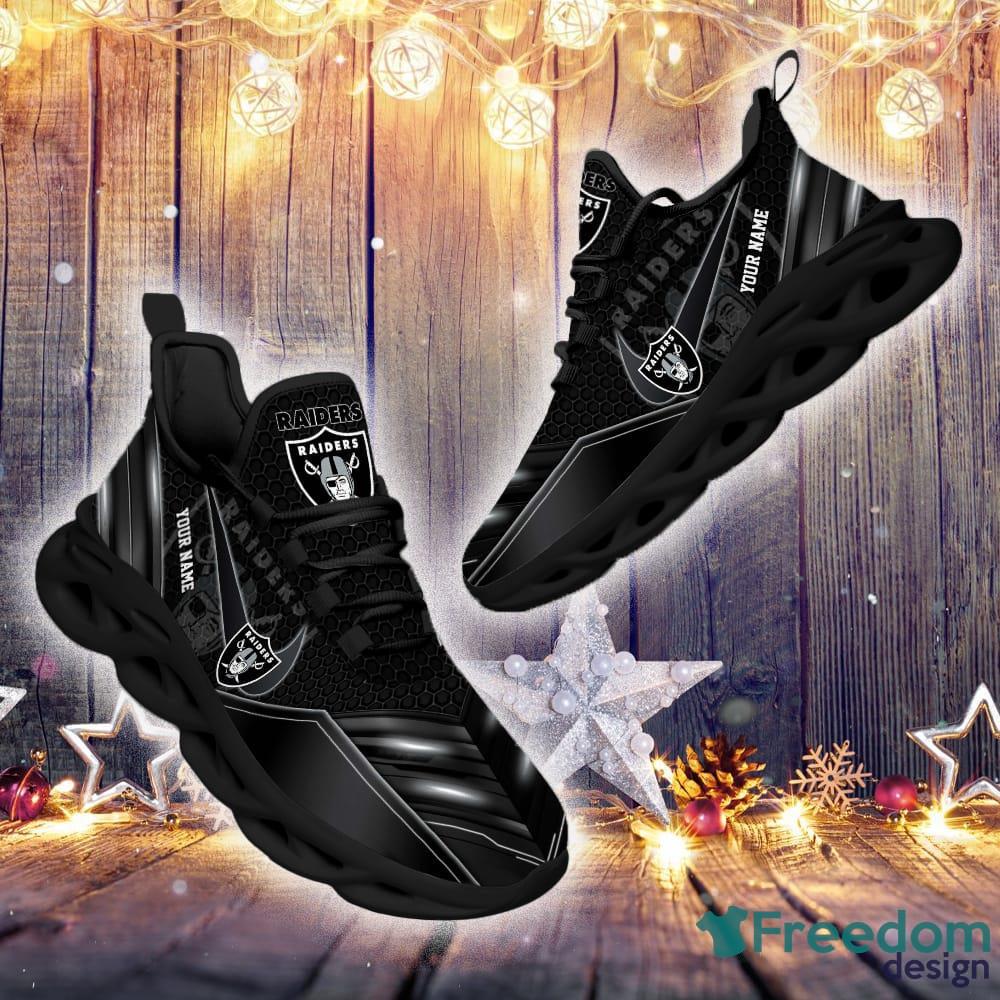 Las Vegas Raiders Custom Name NFL Neon Light Max Soul Shoes Gift