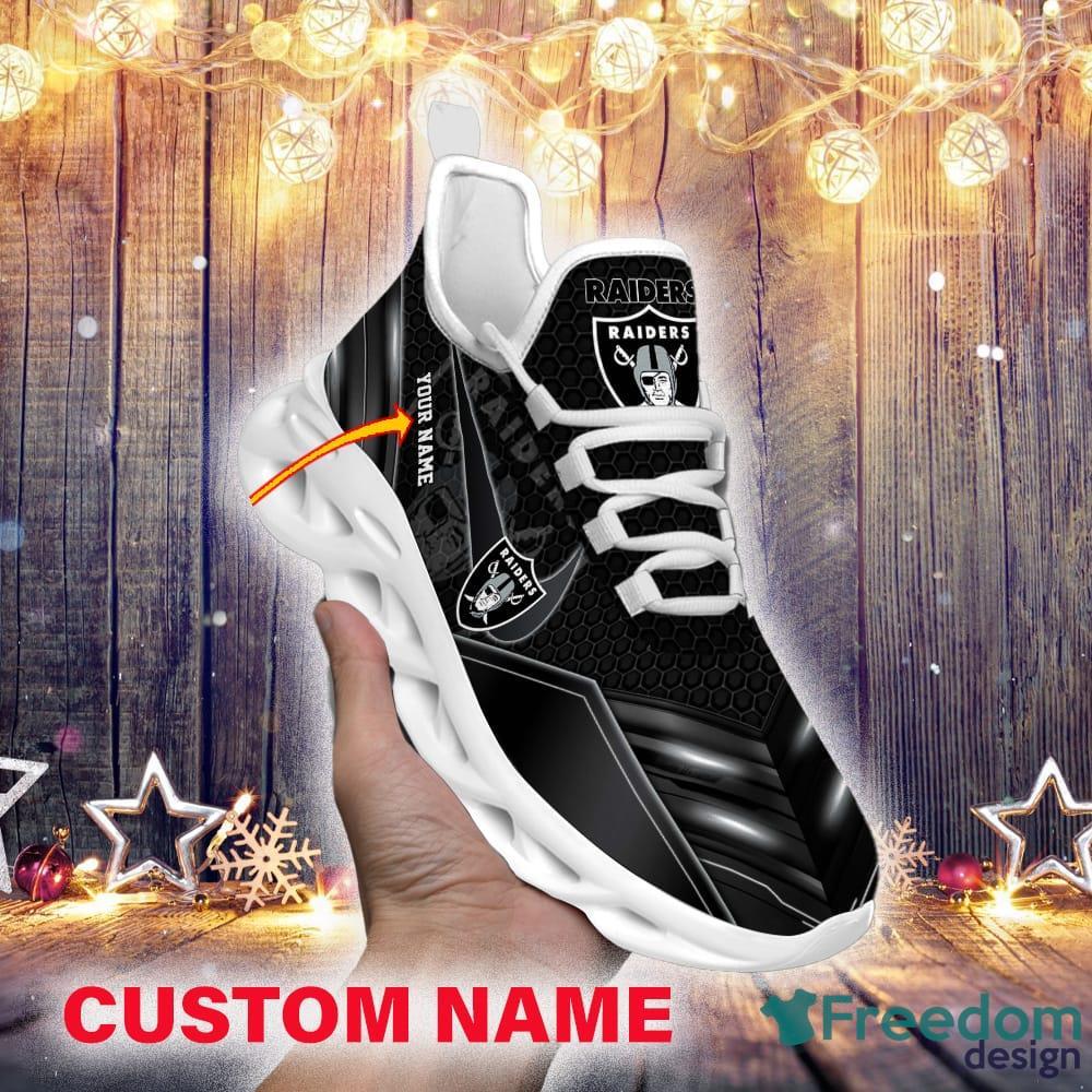 Las Vegas Raiders Custom Name NFL Neon Light Max Soul Shoes Gift For Fans  Running Sneaker - Freedomdesign
