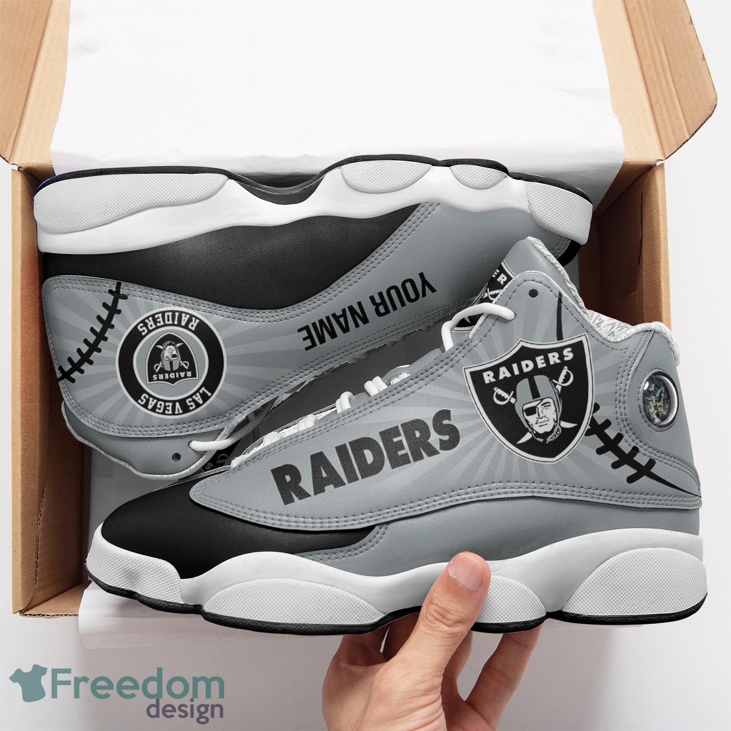 Las Vegas Raiders Air Jordan 13 Sneakers Nfl Custom Sport Shoes -  Freedomdesign