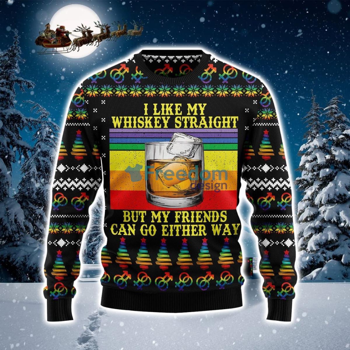 LGBT Whiskey Straight Ugly Christmas Sweater Product Photo 1