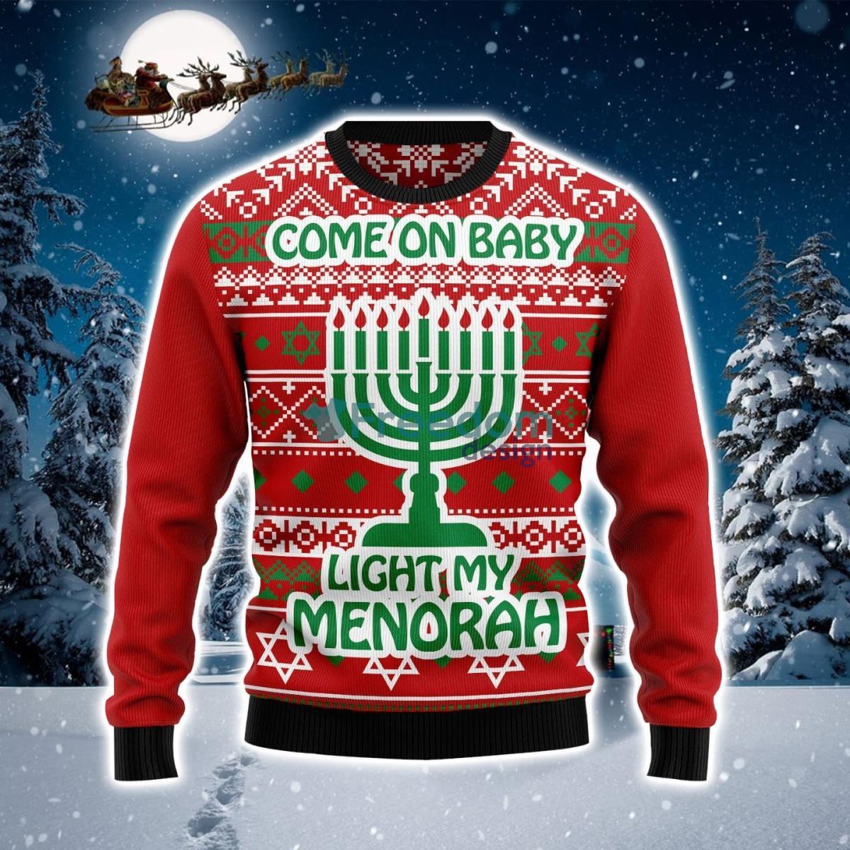 Light My Menorah Ugly Christmas Sweater Product Photo 1