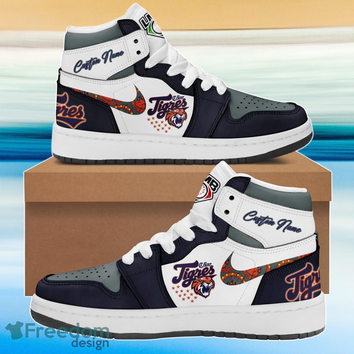 LMB Tigres de Quintana Roo Air Jordan Hightop Custom Name Shoes Product Photo 1