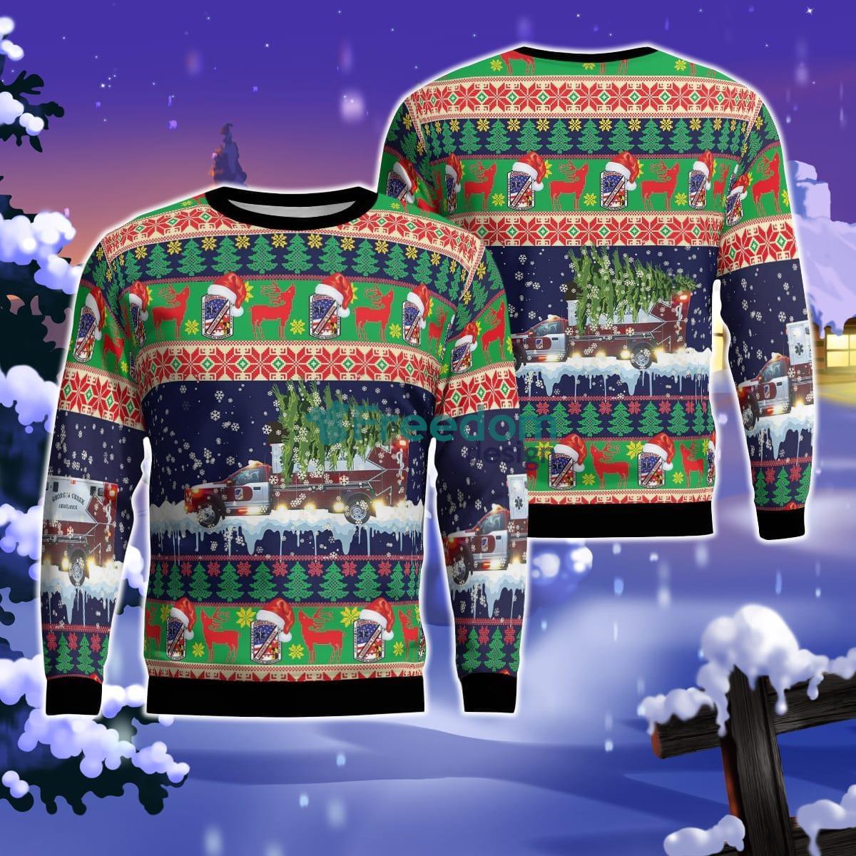 Lonaconing, Maryland, George’s Creek Ambulance Service Christmas AOP Ugly Sweater For Men WomenChristmas Product Photo 1