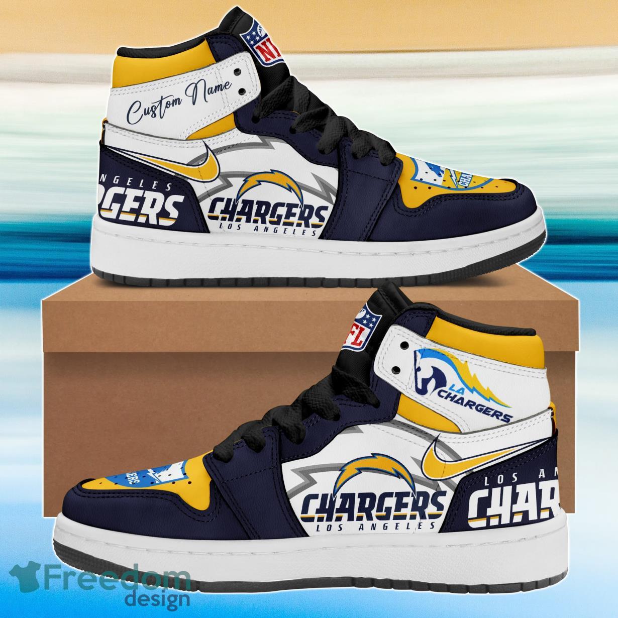 Los Angeles Chargers Air Jordan Hightop Shoes Custom Name Product Photo 1