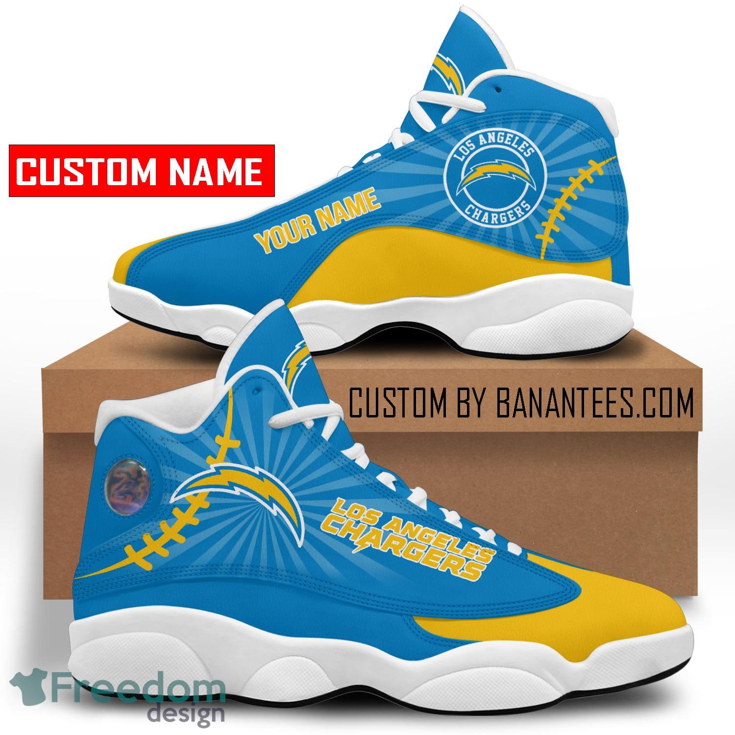 NFL Los Angeles Chargers Custom Name Number Air Jordan 13 Shoes V2