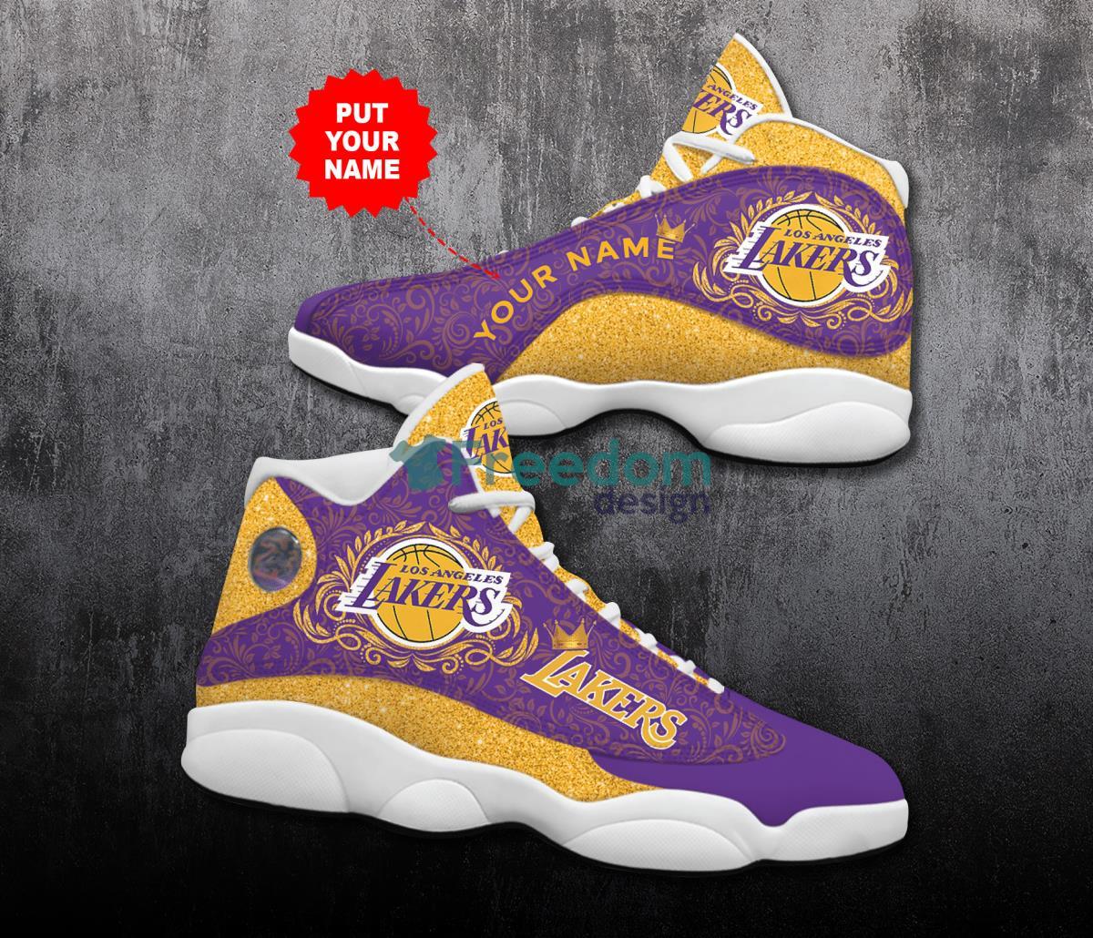 Los Angeles Lakers Football Team Custom Name Air Jordan 13 Shoes Product Photo 1