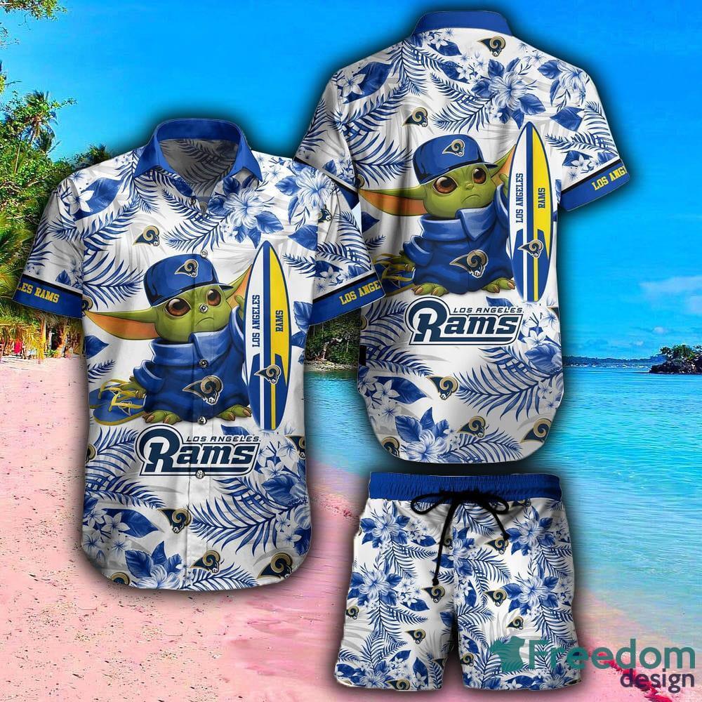 Los Angeles Rams NFL Graphic Tropical Pattern Style Summer 3D Hawaiian Shirt  And Shorts For Men And Women Gift Fans - Freedomdesign