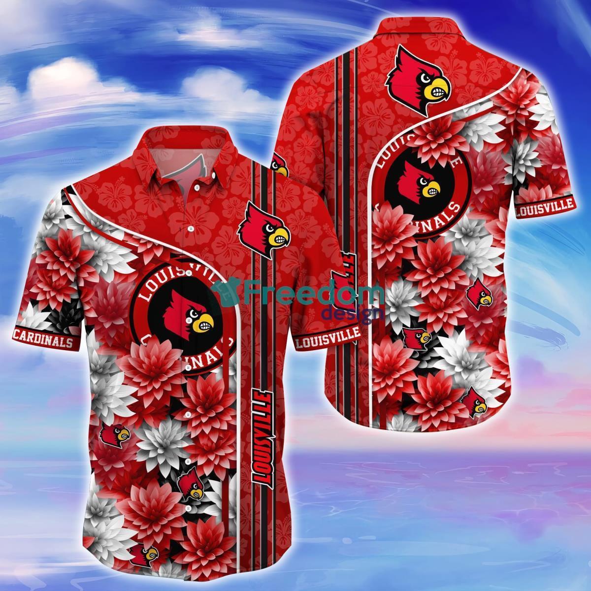 University of Louisville Cardinals Embroidered Hawaiian Shirt Mens Large NEW