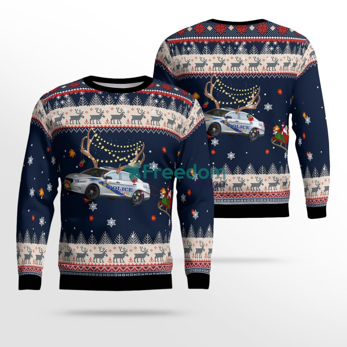 Louisville Metro Police Department LMPD Ford Police Interceptor Car Christmas AOP Ugly Sweater Product Photo 1