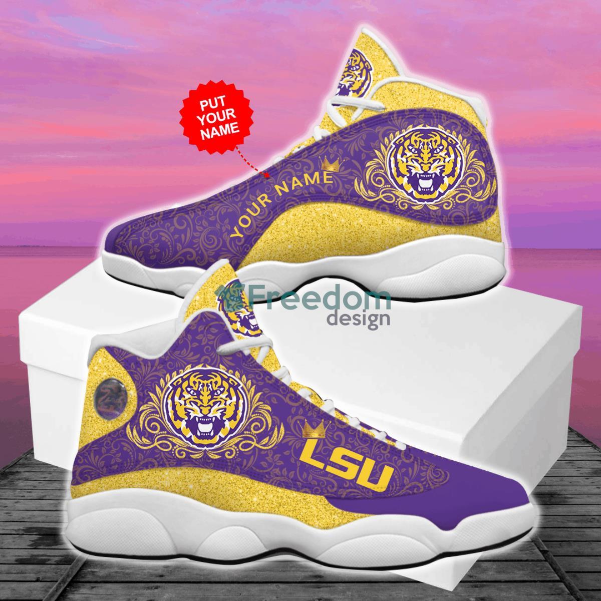 LSU Tigers Football Team Custom Name Air Jordan 13 Shoes Product Photo 2