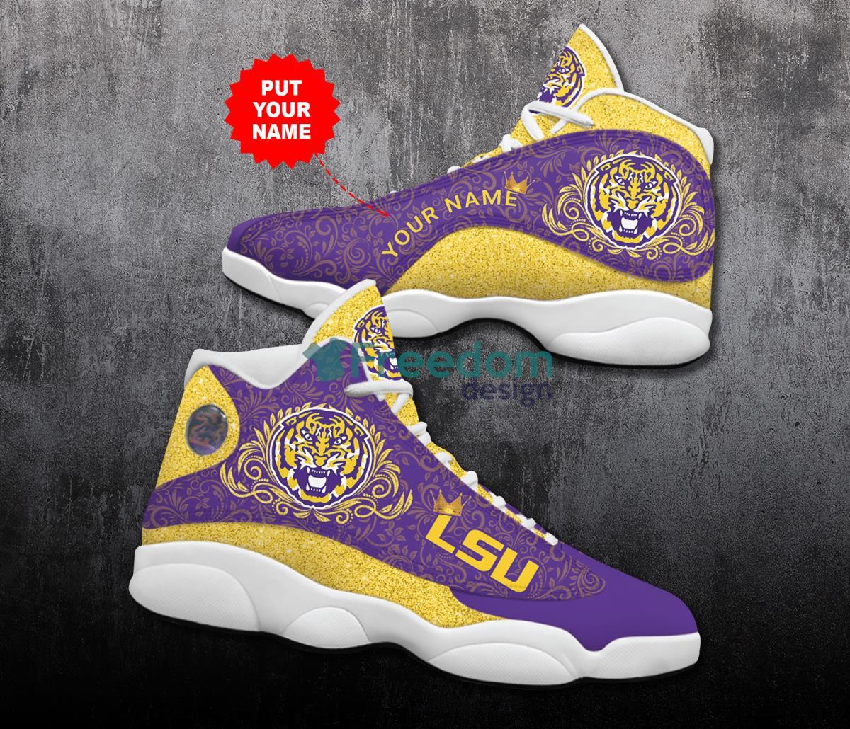 LSU Tigers Football Team Custom Name Air Jordan 13 Shoes Product Photo 1