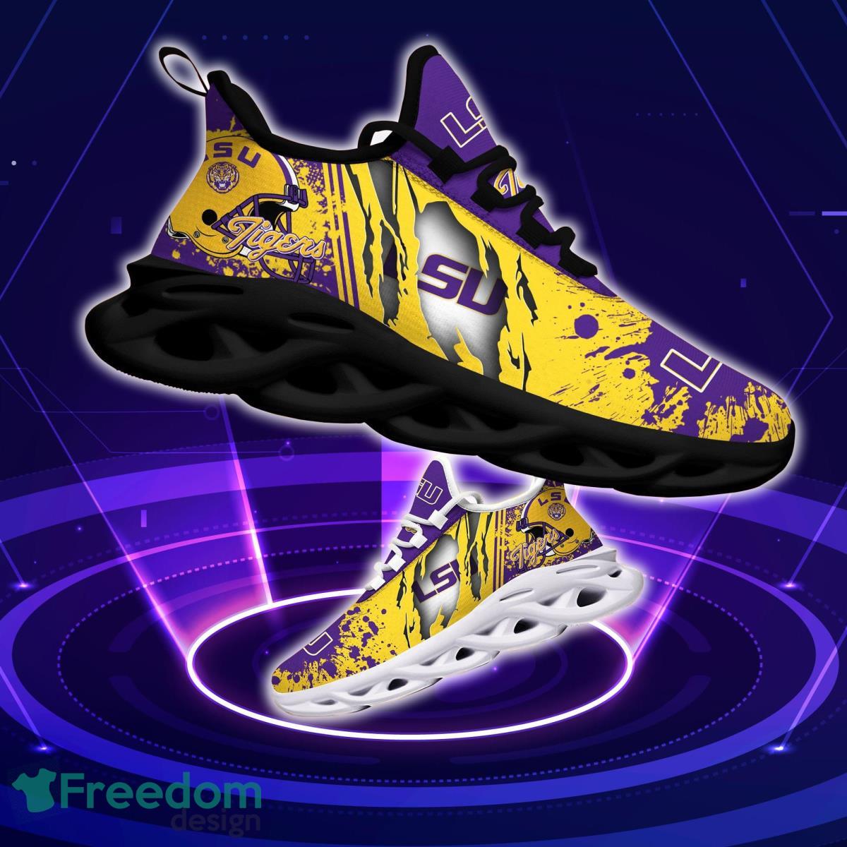 LSU Tigers Logo Torn And Splatter Background Max Soul Shoes Best Sneakers For Fans Product Photo 1