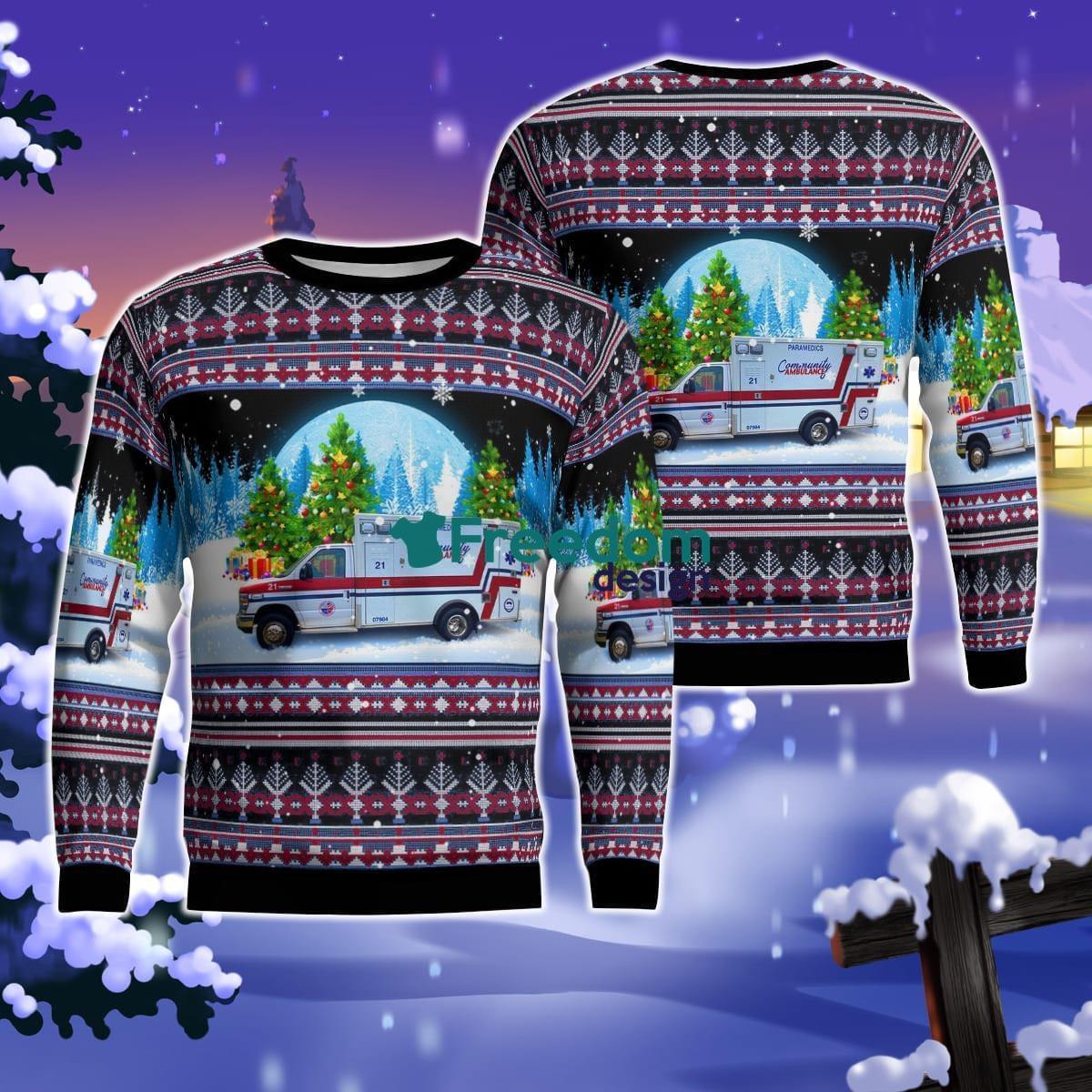 Macon, Georgia, Community Ambulance Christmas AOP Ugly Sweater For Men Women Product Photo 1