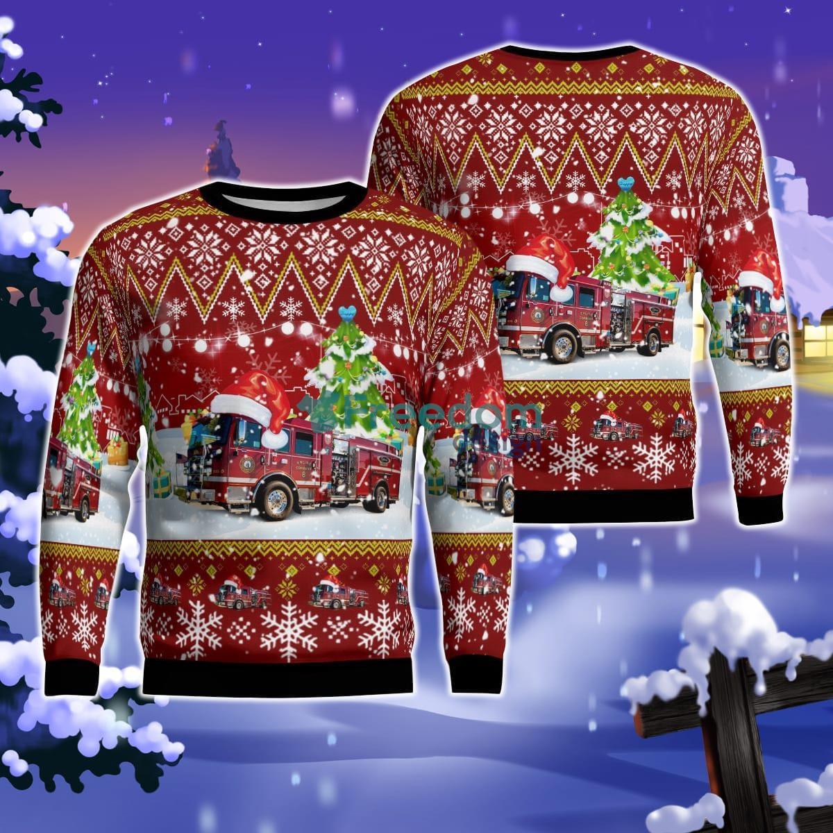 Madison, Wisconsin, City of Madison Fire Department Christmas AOP Ugly Sweater Great Gift For Men Women Product Photo 1